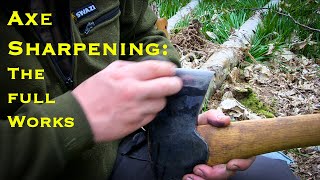 Axe Sharpening For Bushcraft Woodcraft amp Camping  How What and Why [upl. by Akemrej]