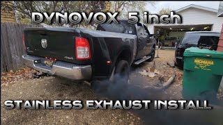 5TH gen cummins DynoVox 5 inch stainless exhaust install [upl. by Ellevart]