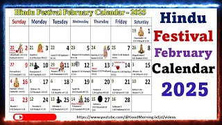 Hindu Festivals February Calendar 2025 2025Februarycalendar calendar2025 [upl. by Merralee839]