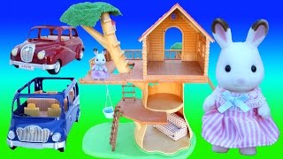 Sylvanian Families Calico Critters Rabbit Family Kids Toys Tree House [upl. by Nalra82]