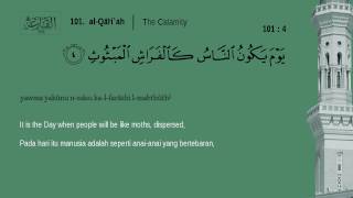 Juz Amma  101 AlQariah  Mishary Rashid Alafasy English Indonesian translation [upl. by Bowler968]