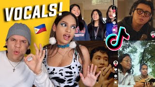 Only in the Philippines  Latinos react to Viral Filipino Singing TikToks [upl. by Anelad]