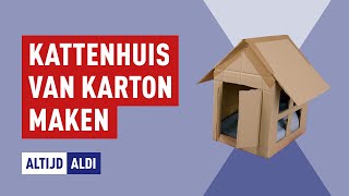 Een kattenhuis maken van karton  Altijd ALDI [upl. by Acinyt]