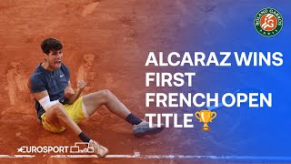 HISTORY IS MADE 🤩 Carlos Alcaraz wins his first French Open Title 🏆 [upl. by Aciram968]