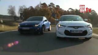 Hyundai Veloster 16 GDI vs VW Scirocco 14 TSI  Test Video Oeni [upl. by Anihs]