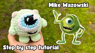 How to Crochet Mike Wazowskimonsters Inc halloween amigurumi tutorialstep by step crochet tutorial [upl. by Jayson]