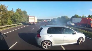 DASHCAM CAPTURES TERRIFYING NEAR MISS ON UK MOTORWAY [upl. by Maisel88]