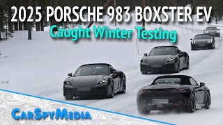 2025 Porsche 983 Boxster EV Prototype With Production Lights Spied Again Winter Testing [upl. by Rodama]