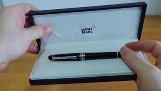 Unboxing Montblanc Meisterstuck PlatinumCoated Classique fountain pen [upl. by Kirtap205]