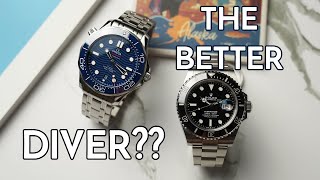 ROLEX SUBMARINER VS OMEGA SEAMASTER DIVER 300M [upl. by Eilrak693]