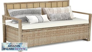 YITAHOME 70 Gallon Outdoor Storage Bench AllWeather PE Rattan Deck Box Wicker Review [upl. by Aramoy549]