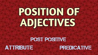 POSITION OF ADJECTIVES IN A SENTENCE  ENGLISH GRAMMAR  STUDY SPOT [upl. by Notle]