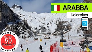 Arabba Italy  ski run 50  Padon A from top to bottom [upl. by Akemrej]