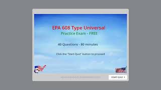 EPA Environmental Protection Agency 608  Type Universal  Test 40 Questions [upl. by Neeloj]