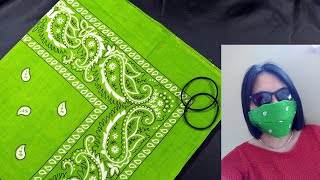 How to Make a Bandana Face Mask Tutorial  Quick amp Easy  Stay Home  Cómo hacer mascarilla [upl. by Elurd841]