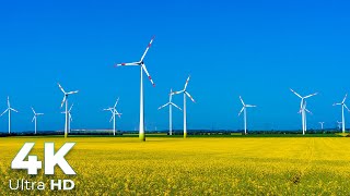 Amazing Wind Turbines in 4K Ultra HD  4K Scenic Relaxation  4K Video  Earth Spirit [upl. by Kamilah915]