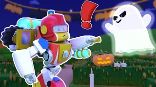 HALLOWEEN SPECIAL ROBOT FIRE TRUCK VS GHOST  Transformer Robot Car Rescue [upl. by Akeemaj]