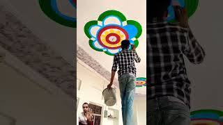 👷Ceiling design painting 🏡 painterceilingpaintingshorttredingshorts [upl. by Yonit]