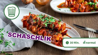 Schaschlikspieße mit selbstgemachter Schaschliksoße  Chefkoch [upl. by Aluor206]