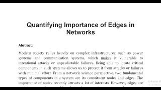 Quantifying Importance of Edges in Networks [upl. by Garrick579]