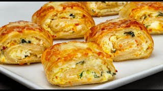 3 steps and the appetizer is ready Puff pastry rolls with cream cheese for any event [upl. by Enytsirk449]