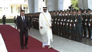 Qatar and Kyrgyzstan National Anthem  Qatari Emir State Visit [upl. by Nageem]