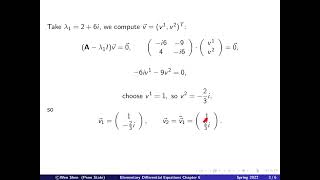 Video64 Complex Eigenvalues eigenvectors repeated EV Elementary differential equations [upl. by Osana]