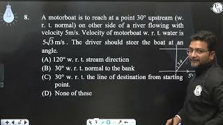 A motorboat is to reach at a point 30ampdeg upstream w r t normal on other side of a river f [upl. by Howe]