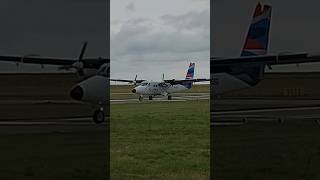 Scilly Skybus GISSG DHC6 Twin Otter vacating the runway 34 at Lands End Airport [upl. by Hildagarde]