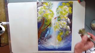 Waterfall with acrylic paintsВодопад с акрилни бои [upl. by Llirred]