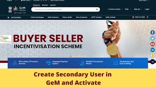 How to register in GeM as buyer  Secondary user registration in GeM  How to Activate User in GeM [upl. by Hoseia]