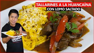 LOMO SALTADO CON TALLARINES A LA HUANCAINA  Comida Peruana [upl. by Wiseman139]