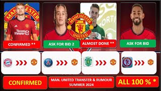 🚨 MANCHESTER UNITED ALL LATEST CONFIRMED TRANSFERS ✅ TRANSFER RUMOURS amp TRANSFER TARGETS 2024🔥 [upl. by Herbie]