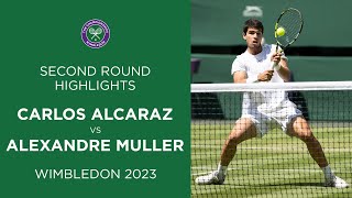 Carlos Alcaraz vs Alexandre Muller  Second Round Highlights  Wimbledon 2023 [upl. by Tserof319]