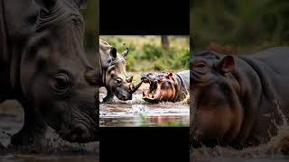 Hippopotamus vs Rhino who will win [upl. by Cecilia]