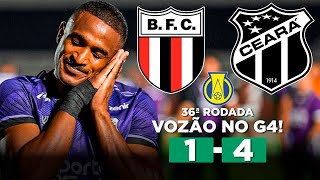 CEARÁ GOLEIA COM HATTRICK DE SAULO MINEIRO E ENTRA NO G4 DA SÉRIE B BOTAFOGOSP 1 x 4 CEARÁ [upl. by Derek19]