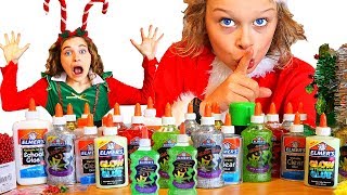 secret CHRISTMAS SLIME with the NORRIS NUTS Grinch slime challenge [upl. by Lledra]