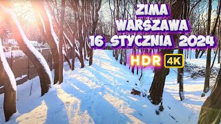 Burza śnieżna Warszawa 15 styczeń 2024  Polska Mazowsze śnieg zima spacer piękne widoki 4K HDR [upl. by Yddet956]