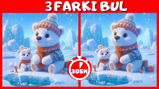 🐻‍❄️3 Farkı Bul 🕵 🔎Sadece Dahiler 3 Farkı Bulabilecek 🧩 Kutup Hayvanları [upl. by Aimil666]