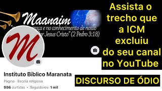 IGREJA MARANATA EXCLUI VÍDEO DO SEU CANAL NO YOUTUBE ENTENDA A RAZÃO [upl. by Handy]