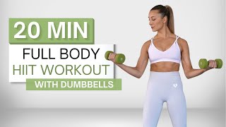 20 min FULL BODY HIIT WORKOUT  With Dumbbells  Cardio and Strength  High Intensity [upl. by Eaner]