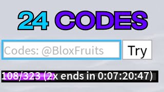 ALL 24 CODES AND 2X EXP IN ROBLOX BLOXFRUITS  FEB 2024 [upl. by Marysa]