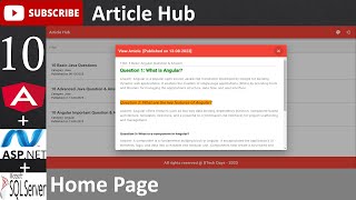 10 Article Hub  Home Page Angular Aspnet  C MSSQL Database JWT Token [upl. by Orren]