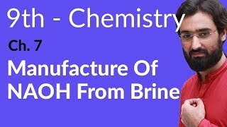 Matric part 1 Chemistry Manufacture of NAOH From Brine  Ch 7  9th Class Chemistry [upl. by Aliban]