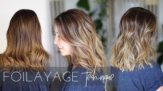 Foilayage Hair Technique  How to Balayage Brunette Hair Easy Tutorial [upl. by Machutte]