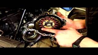 Triumph tiger 955i faulty stator test diagnosis and stator cover removal [upl. by Yevrah]