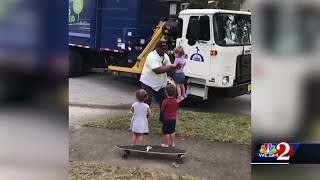 Orlando garbage collector reunites with triplets who was their hero [upl. by Rednav162]