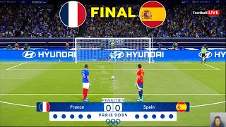 FRANCE vs SPAIN  Penalty Shootout  FINAL Olympic Games PARIS 2024  Realistic PES Gameplay [upl. by Alakim724]