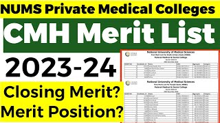 CMH Merit List 202324CMH Medical CollegesMBBS BDS Merit ListNUMS Private Medical CollegesCMH [upl. by Fairweather]