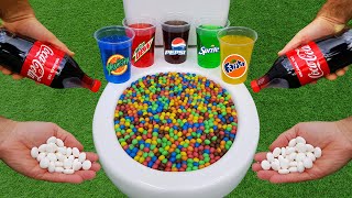 MampM Candy VS Mentos and Popular Sodas  Big Coca Cola Sprite Fanta Yedigün and Mentos in toilet [upl. by Diley]